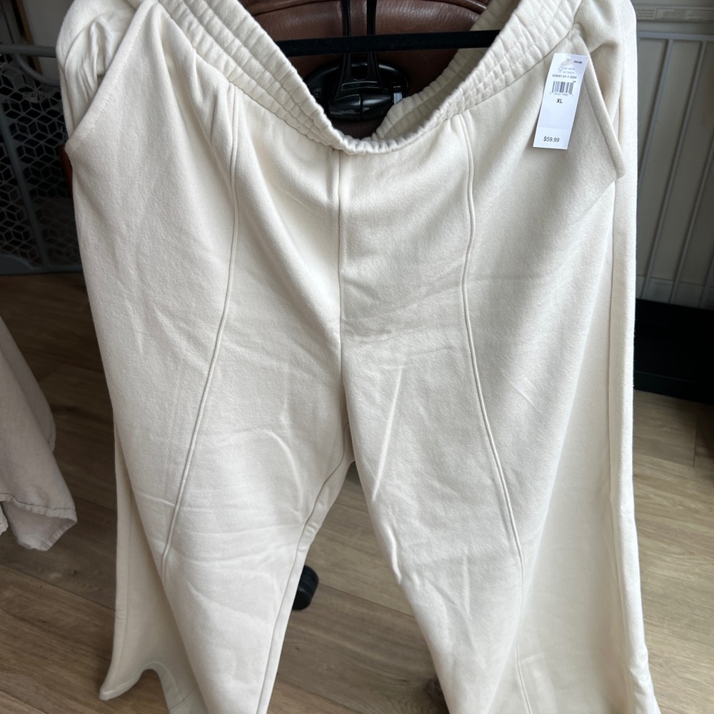 Cream Wide-Leg Pants